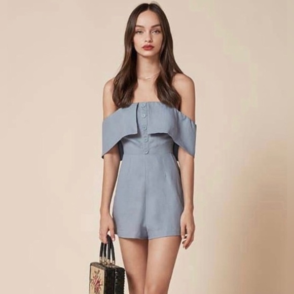 Reformation Pants - Reformation Light Blue Frankie Jumpsuit Linen Blend — Women’s Size 2